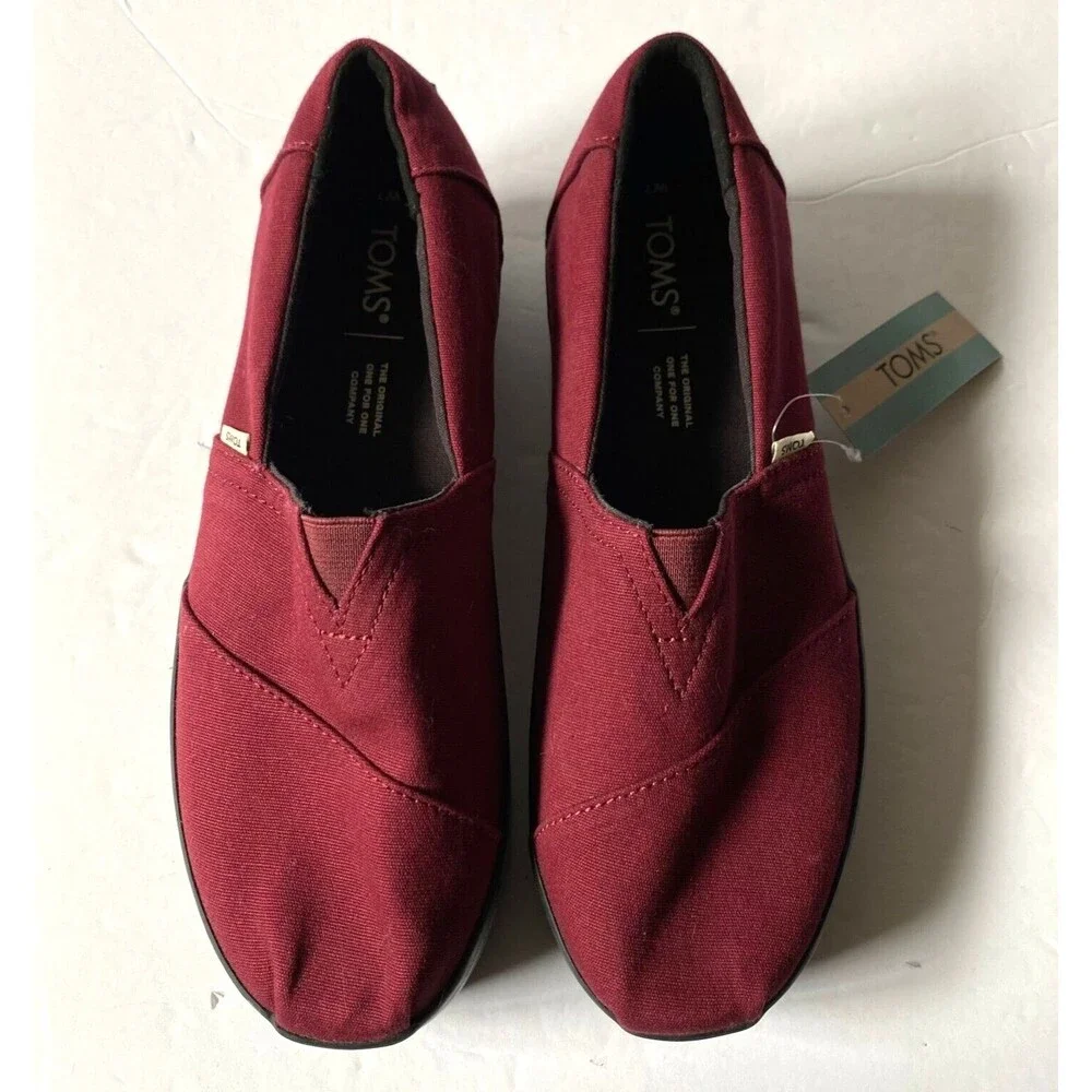 Toms Shoes Women's Size 7 Cabernet Canvas Alpargata Boardwalk NWT 🤩 HOST PICK! - Picture 2 of 14